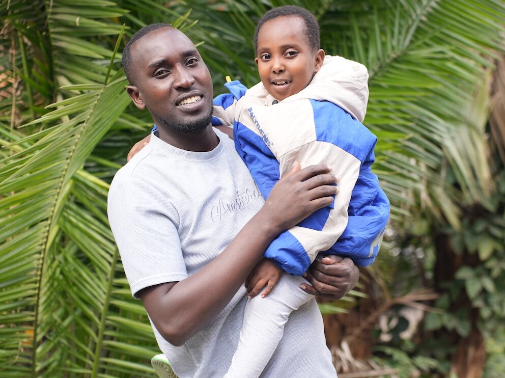 man holding a child