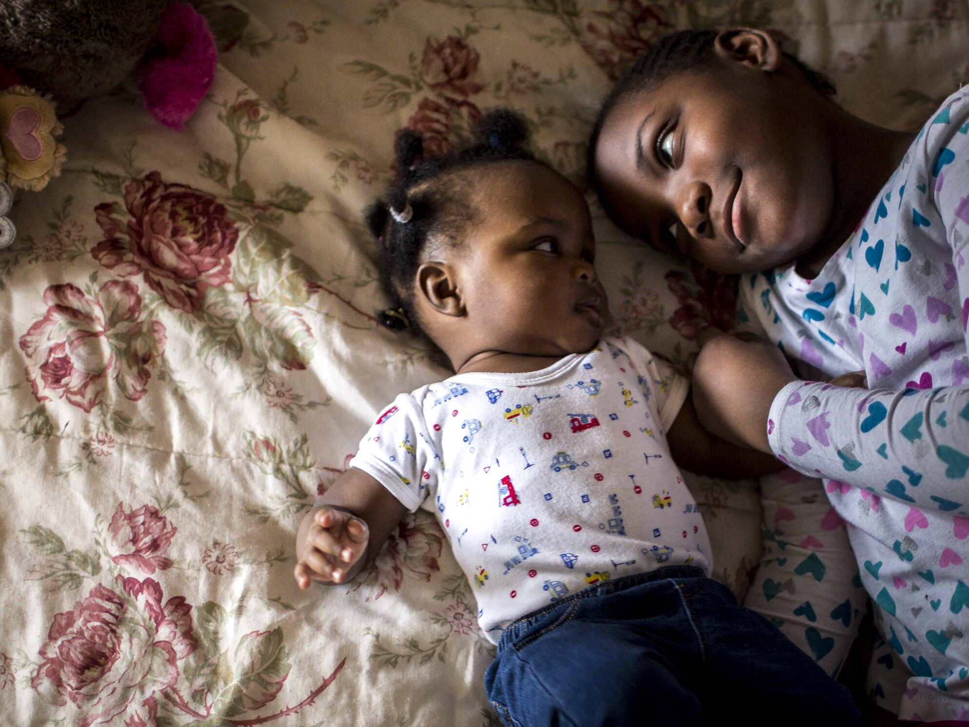 two kids relaxing